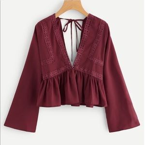 NWOT Double V Peplum Top